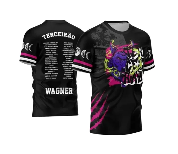 Arte Vetor - Estampa Camiseta Escolar Preta - Formandos - Terceirão - Lobo Feroz - 2025