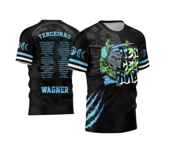 Arte Vetor - Estampa Camiseta Escolar Preta - Formandos - Terceirão - Lobo Feroz - 2025