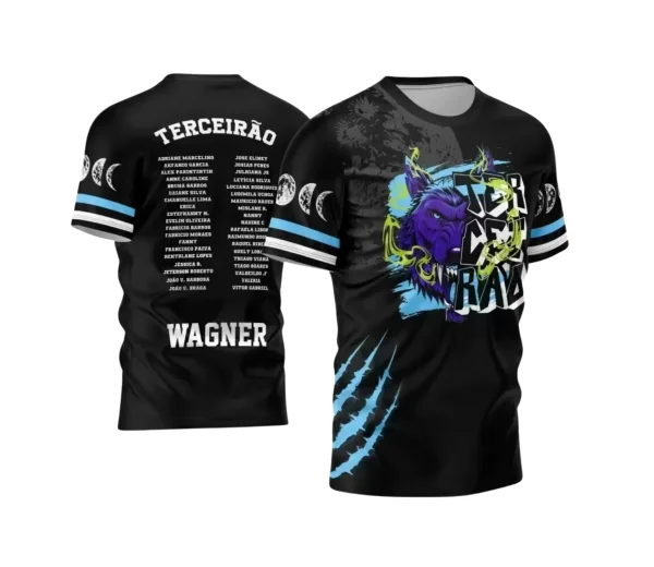 Arte Vetor - Estampa Camiseta Escolar Preta - Formandos - Terceirão - Lobo Feroz - 2025