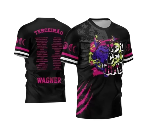 Arte Vetor - Estampa Camiseta Escolar Preta - Formandos - Terceirão - Lobo Feroz - 2025
