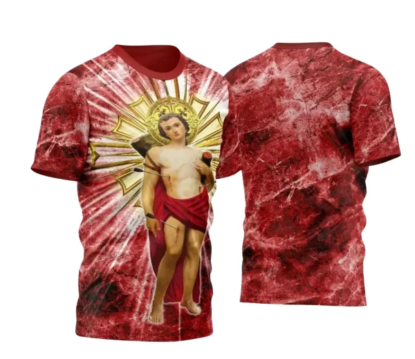 Camiseta Católica – São Sebastião com Estampa Religiosa