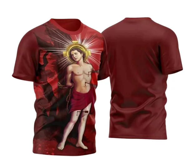 Camiseta Católica – São Sebastião com Estampa Religiosa