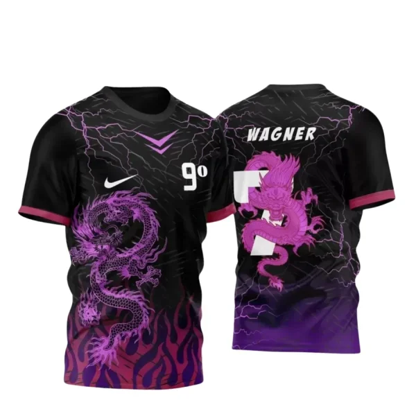 Camisa Escolar Personalizada - Preta - Nono Ano - Tema Dragão - 2025