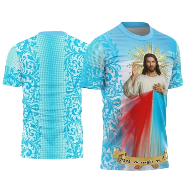 Camiseta de Religião: Jesus Misericordioso na Estampa