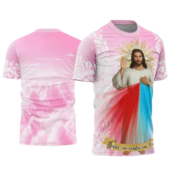 Camiseta de Religião: Jesus Misericordioso na Estampa