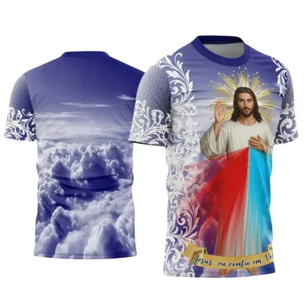 Camiseta de Religião: Jesus Misericordioso na Estampa