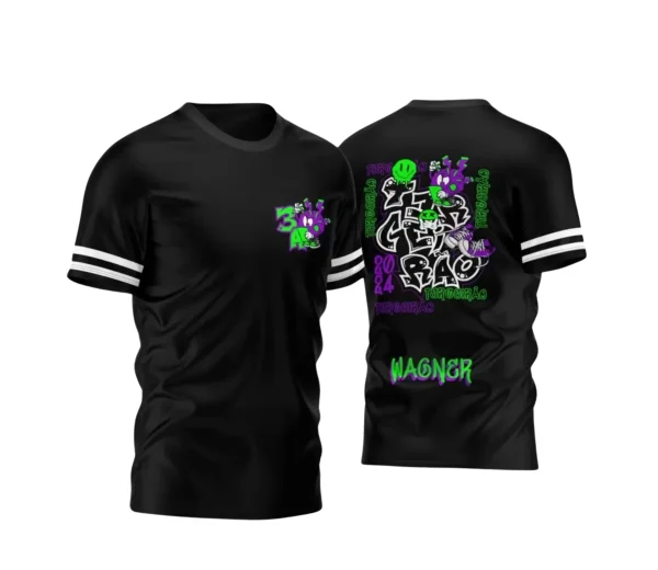 Estampa Camisa Preta Personalizada - Tênis Grafite Roxo - Formandos Terceirão 2024 - 2025