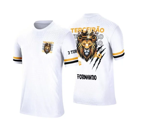 Estampa Camiseta Escolar Branca – Formandos – Concluintes 2025 – Terceirão 2025 - Leão Rei