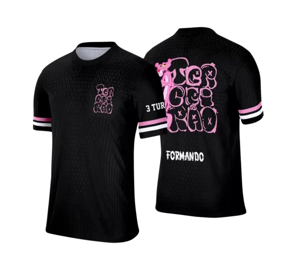 Estampa Camiseta Escolar Preta  – Formandos – Concluintes 2025 – Terceirão 2025 - Pantera Cor de Rosa