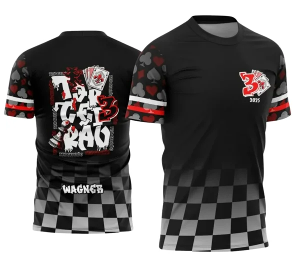 Estampa Para Camiseta Escolar: Modelo Xadrez e Cartas em Vetor

