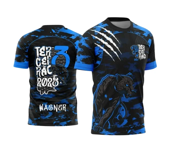 Estampa Para Camiseta Escolar Preta e Azul 2025 – Arte Vetor - Uniforme Concluintes 2025 – Terceirão: Estilo Pantera