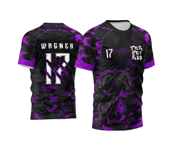 Estampa Para Camiseta Escolar Preta e Roxa 2025 – Arte Vetor - Uniforme Concluintes 2025 – Terceirão: Estilo Pantera