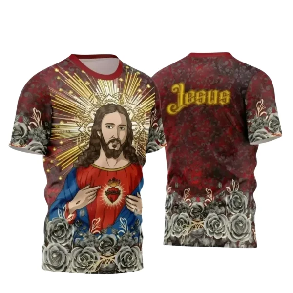 Estampa Religiosa Sagrado Coração de Jesus em Camisa