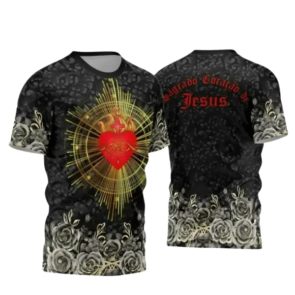 Estampa Religiosa Sagrado Coração de Jesus em Camisa