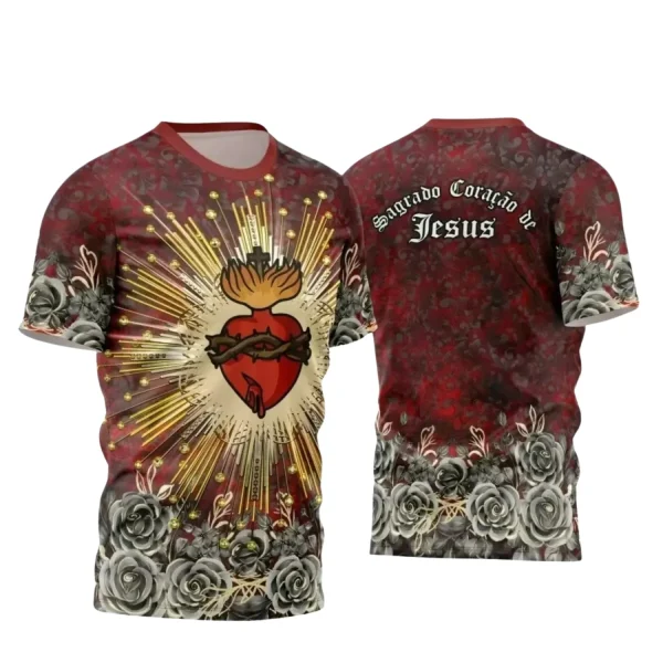 Estampa Religiosa Sagrado Coração de Jesus em Camisa