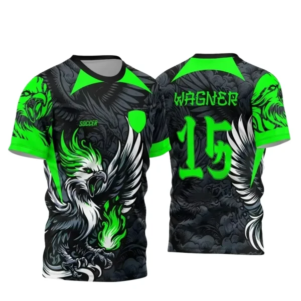 Template Camisa Futebol Interclasse  2024  Fênix Verde e Cinza