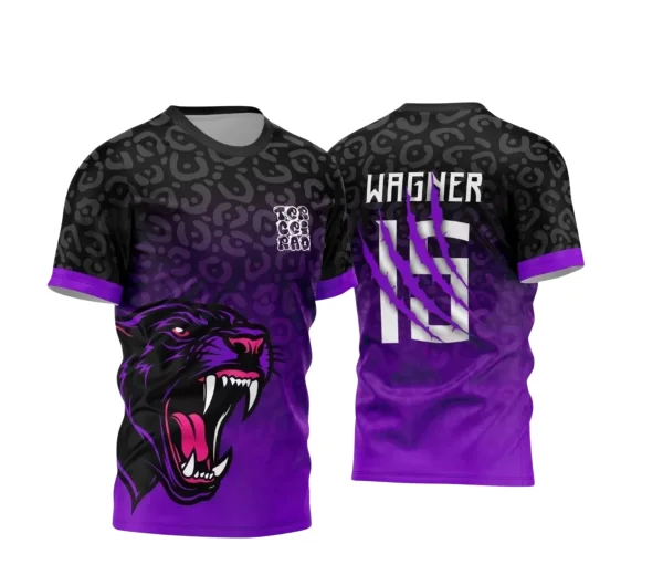 Template Camisa Interclasse 2024  Pantera Degradê Roxa e Preta
