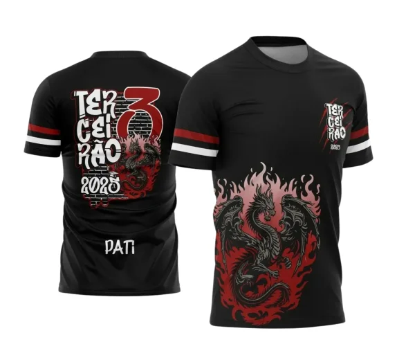 Terceirão 2025: Estampa de Camiseta Escolar com Dragão