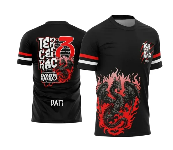 Terceirão 2025: Estampa de Camiseta Escolar com Dragão