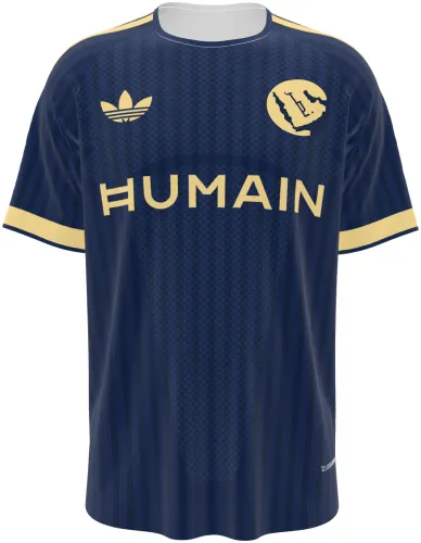 Camisa visitante do Al Nassr 2026 - 2027 azul-marinho com detalhes dourados, frente e costas