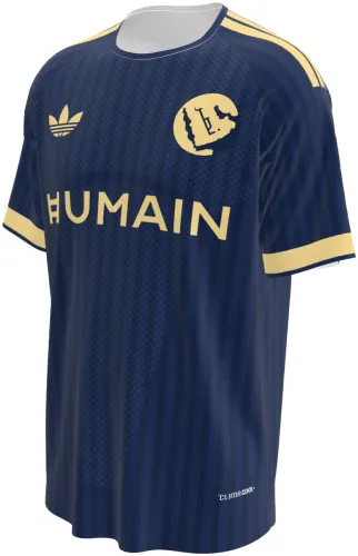 Camisa visitante do Al Nassr 2026 - 2027 azul-marinho com detalhes dourados, frente e costas