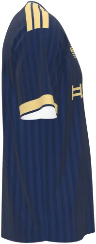 Camisa visitante do Al Nassr 2026 - 2027 azul-marinho com detalhes dourados, frente e costas