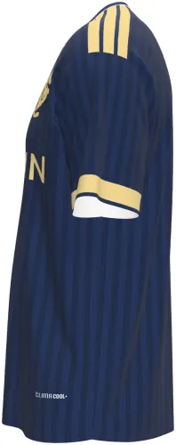 Camisa visitante do Al Nassr 2026 - 2027 azul-marinho com detalhes dourados, frente e costas