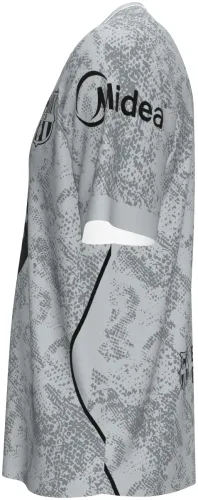 Camisa de goleiro do Barcelona 2026 - 2027 cinza com textura de pele de cobra, frente e costas