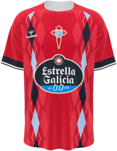 Camisa terceiro uniforme do Celta de Vigo 2026 - 2027 vermelha com losangos, frente e costas