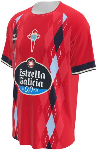 Camisa terceiro uniforme do Celta de Vigo 2026 - 2027 vermelha com losangos, frente e costas