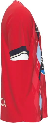 Camisa terceiro uniforme do Celta de Vigo 2026 - 2027 vermelha com losangos, frente e costas