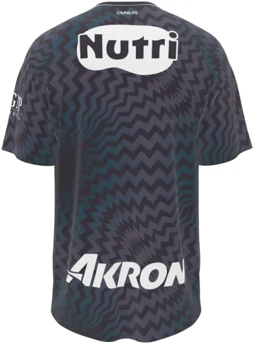 Camisa de goleiro do Chivas 2026 - 2027 cinza-escura com ziguezague tom sobre tom, frente e costas
