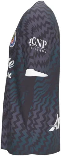 Camisa de goleiro do Chivas 2026 - 2027 cinza-escura com ziguezague tom sobre tom, frente e costas
