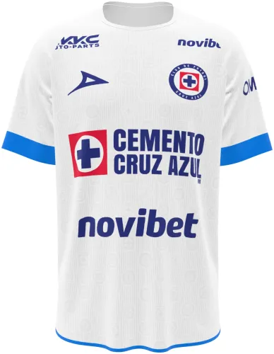 Camisa visitante do Cruz Azul 2026 - 2027 branca com escudos tom sobre tom, frente e costas
