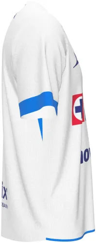 Camisa visitante do Cruz Azul 2026 - 2027 branca com escudos tom sobre tom, frente e costas