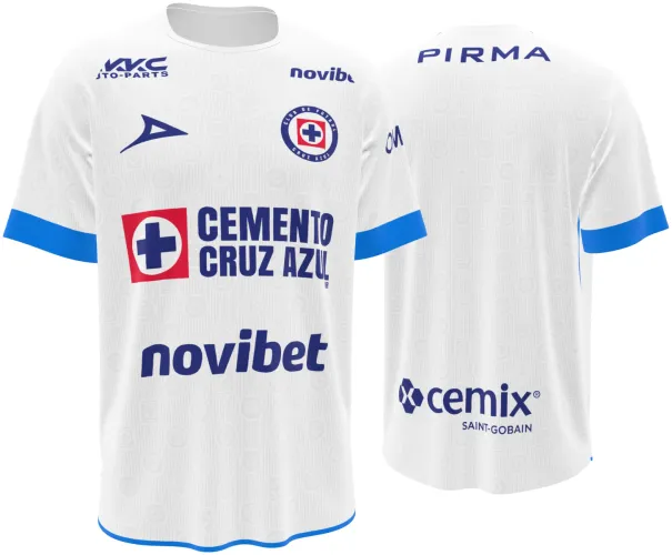 Camisa visitante do Cruz Azul 2026 - 2027 branca com escudos tom sobre tom, frente e costas