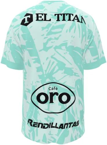 Camisa de goleiro do FC Motagua 2026 - 2027 verde-menta com folhagem tom sobre tom, frente e costas