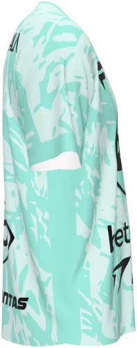 Camisa de goleiro do FC Motagua 2026 - 2027 verde-menta com folhagem tom sobre tom, frente e costas