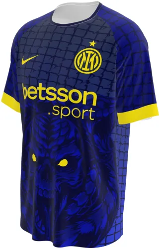 Camisa conceito do Inter de Milão 2026 azul-marinho com uma caveira no peito, frente e costas