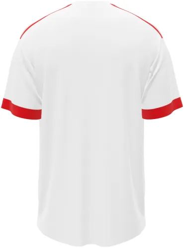 Camisa visitante da Macedônia do Norte 2026 branca com trama quadriculada, frente e costas