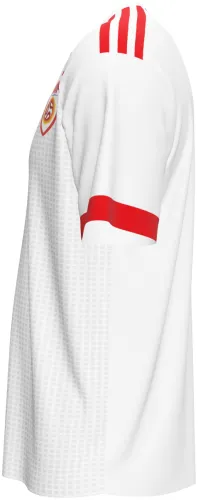 Camisa visitante da Macedônia do Norte 2026 branca com trama quadriculada, frente e costas
