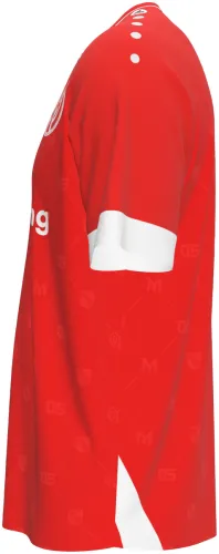 Camisa titular do Mainz 05 2026 - 2027 vermelha com monograma tom sobre tom, frente e costas