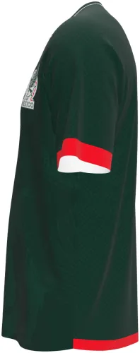 Camisa conceito do México 2026 verde-escura com águia e ornamento asteca, frente e costas