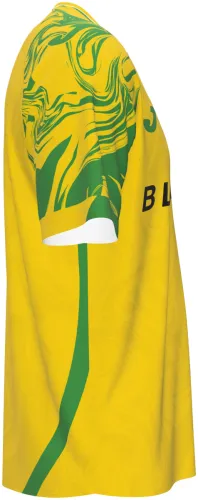 Camisa titular do Norwich City 2026 - 2027 amarela com marmorizado verde, frente e costas