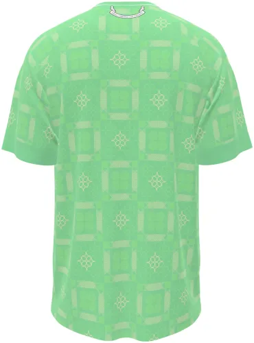 Camisa de goleiro do País de Gales 2026 - 2027 verde-menta com ladrilho celta, frente e costas