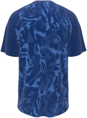 Camisa de pré-jogo do Paraguai 2026 azul-marinho com pintas de onça, frente e costas