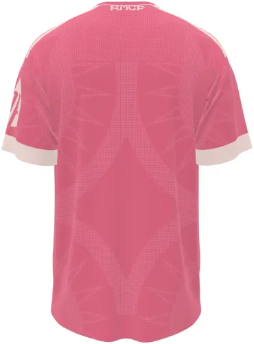 Camisa terceiro uniforme do Real Madrid 2026 - 2027 rosa com ornamento tom sobre tom, frente e costas