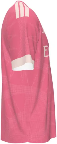 Camisa terceiro uniforme do Real Madrid 2026 - 2027 rosa com ornamento tom sobre tom, frente e costas