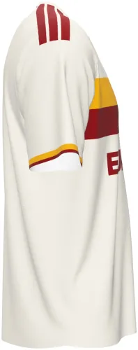 Camisa visitante da Roma 2026 - 2027 branca com faixa amarela e vinho no peito, frente e costas
