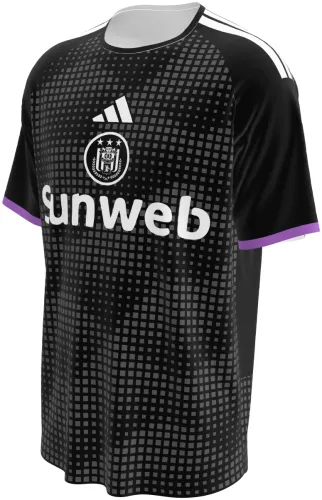 Camisa terceiro uniforme do RSC Anderlecht 2026 - 2027 preta com grade quadriculada, frente e costas